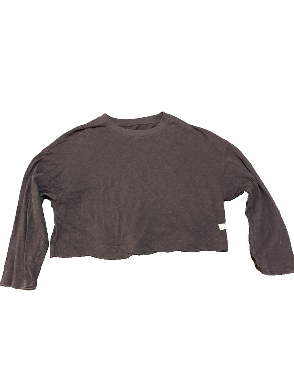 Vuori Sweatshirt Women Large L Cropped Boxy Dark Purple Athleisure Gym Crewneck